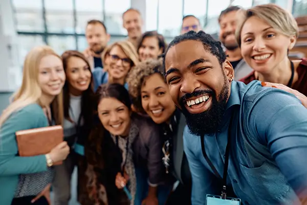 Group of diverse entrepreneurs taking a selfie