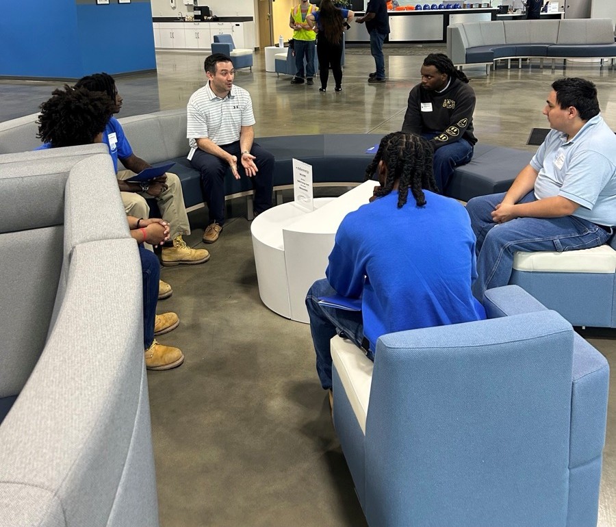 Job Corps students talk with Stellar Energy recruiter James Rainey